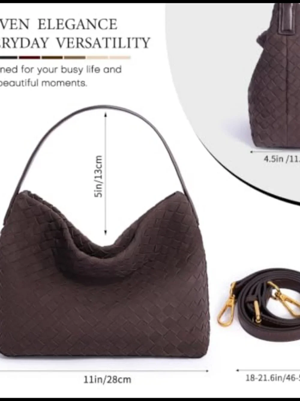 Woven Tote Bag Women PU Leather Top Handle Hobo Shoulder Handbag